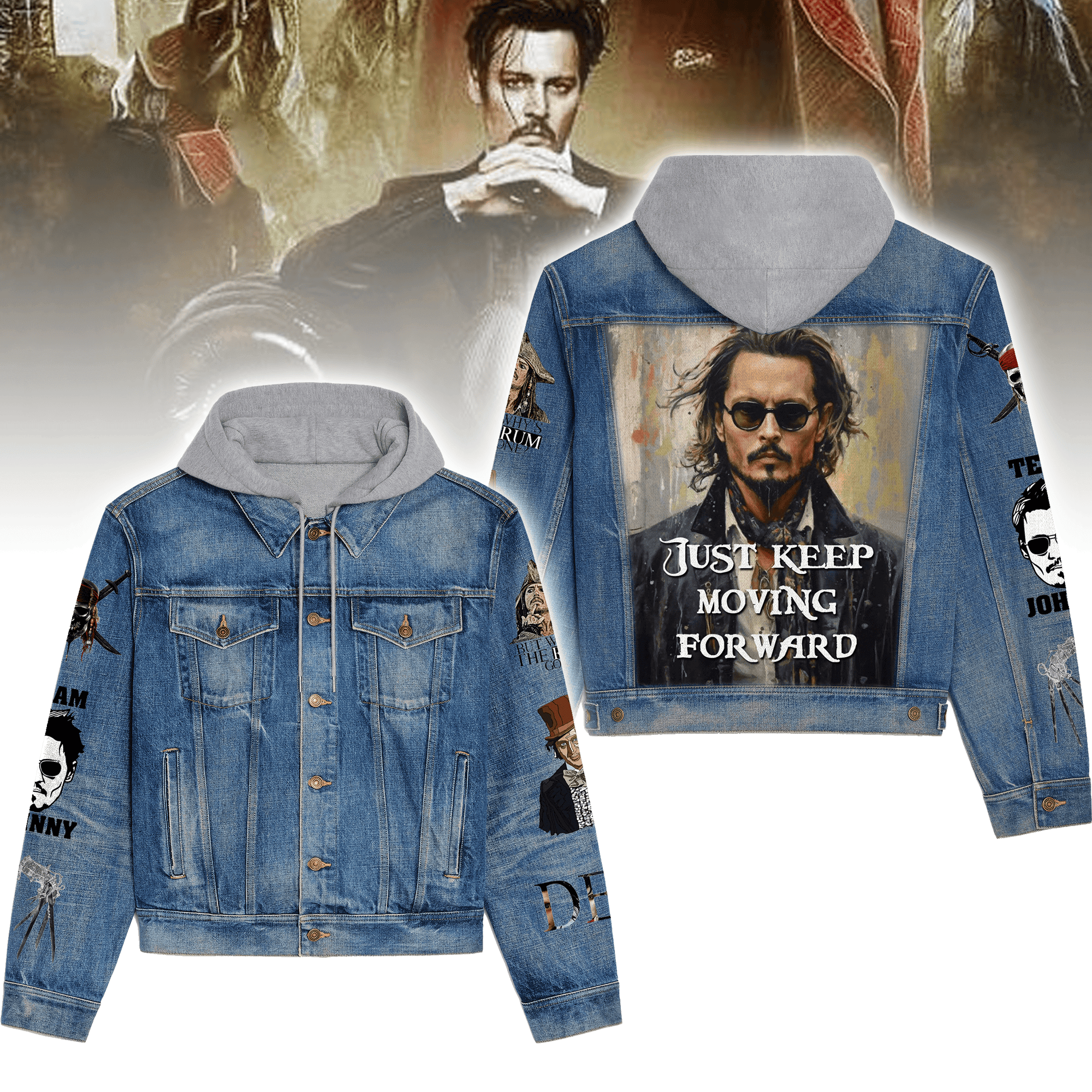 Johnny Depp Actor Style Hooded Denim Jacket For Fans