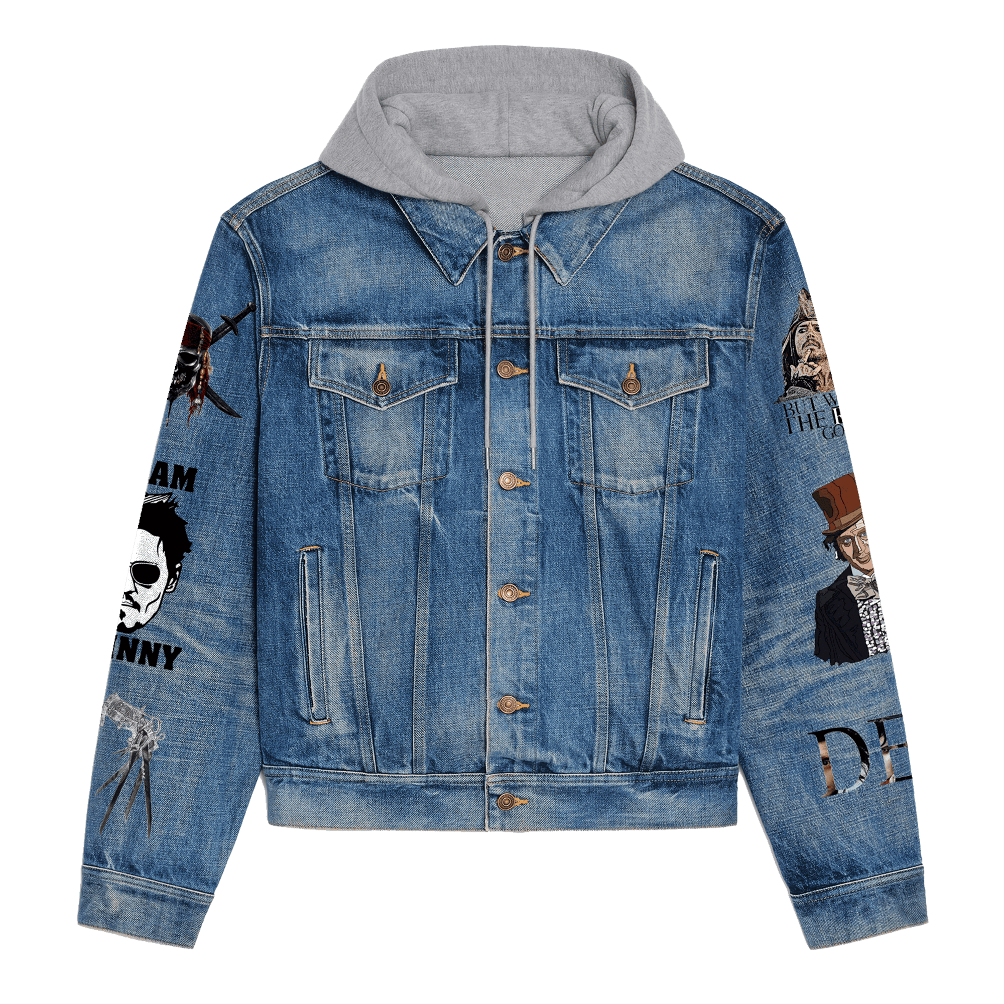 Johnny Depp Actor Style Hooded Denim Jacket For Fans