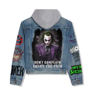 Joker Movie Style Hooded Denim Jacket For Fans