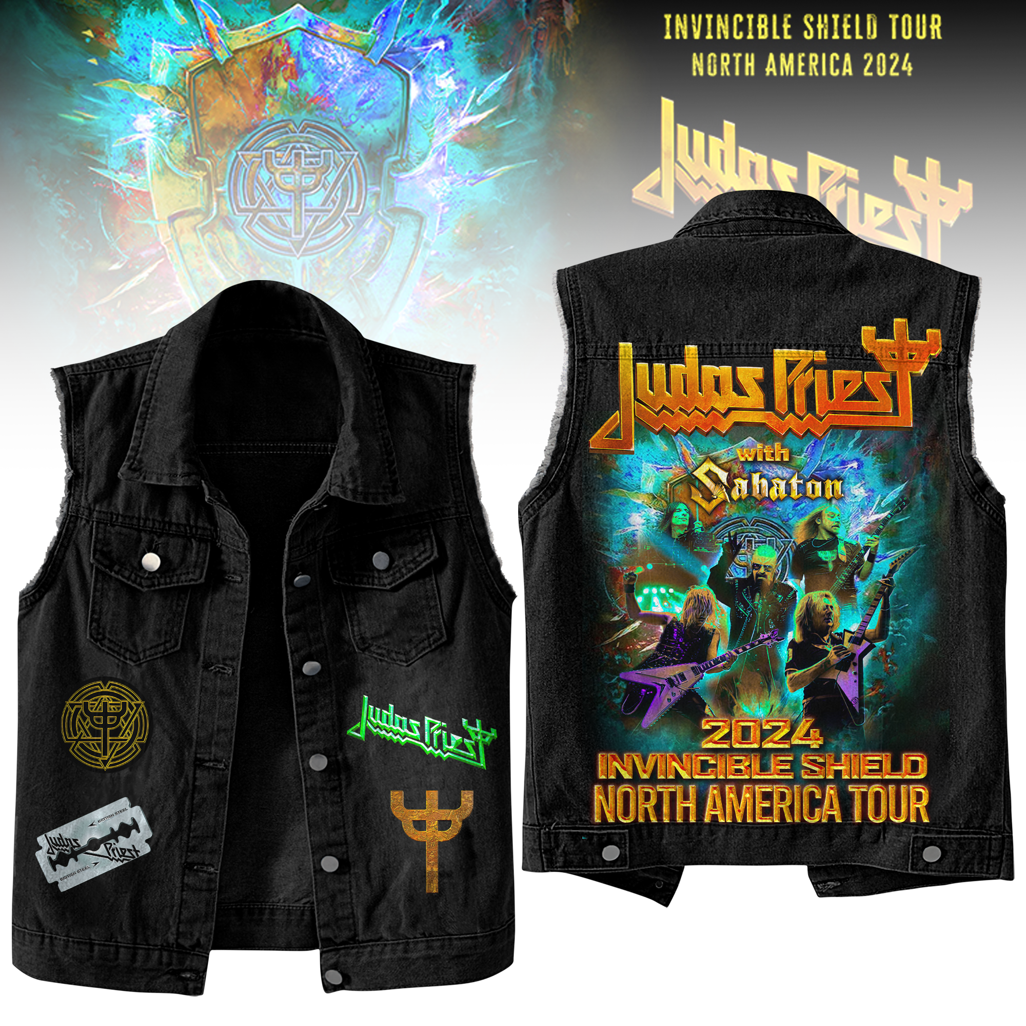 Judas Priest Music Style Sleeveless Jacket For Fans
