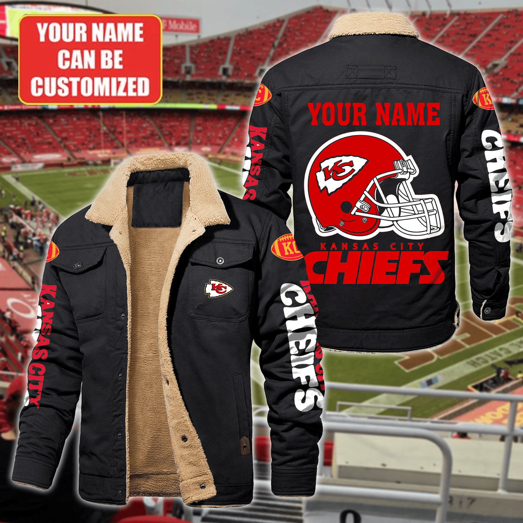 Kansas City Chiefs NFL Style Fleece Thermal Cotton Jacket For Fans