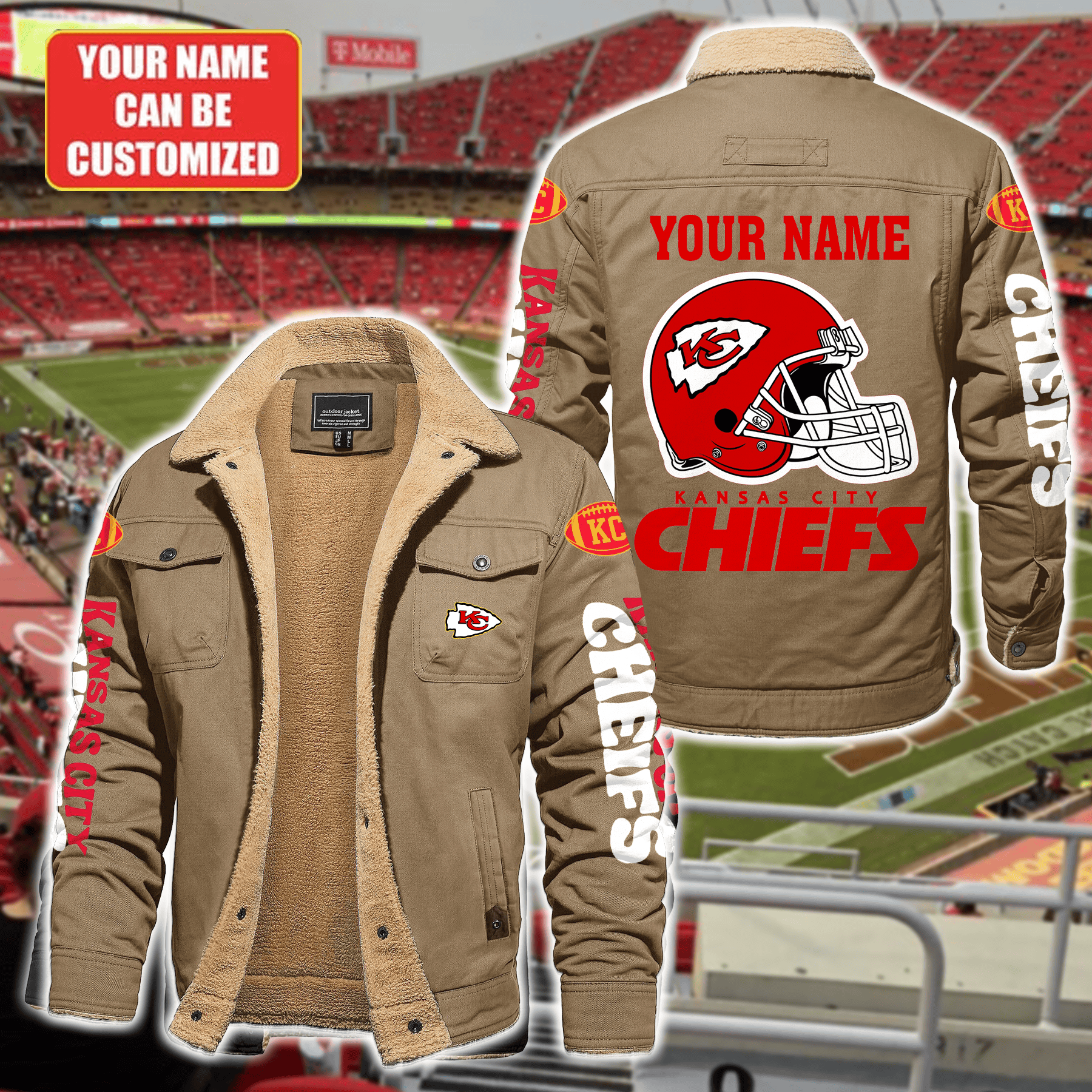 Kansas City Chiefs NFL Style Fleece Thermal Cotton Jacket For Fans