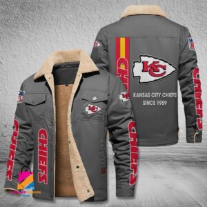 Kansas City Chiefs NFL Style Fleece Thermal Cotton Jacket For Fans