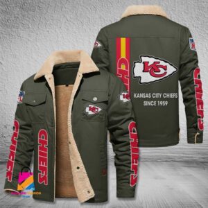 Kansas City Chiefs NFL Style Fleece Thermal Cotton Jacket For Fans