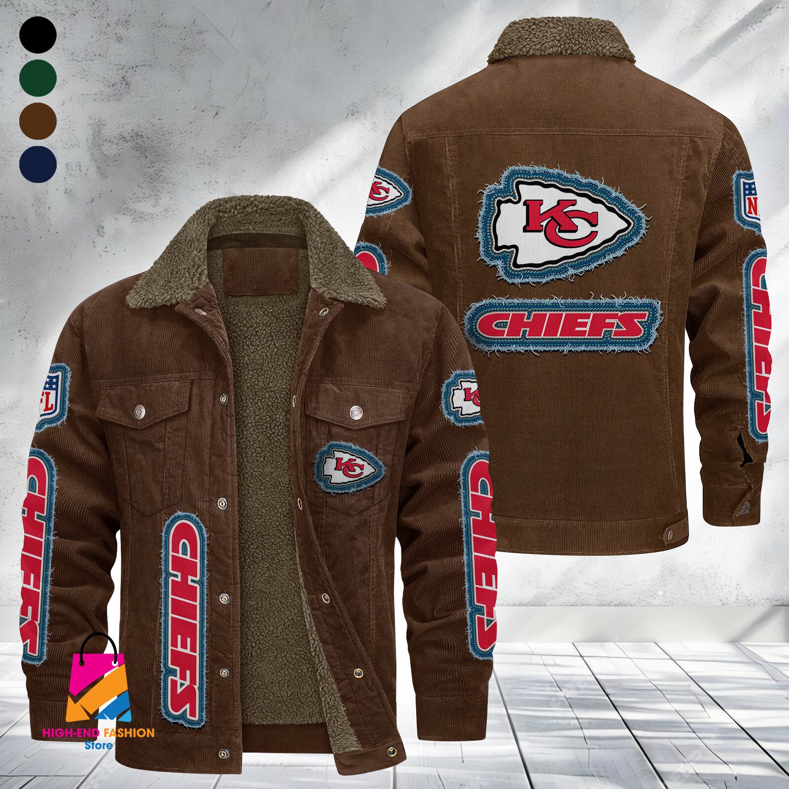 Kansas City Chiefs NFL Style Fleece Thermal Cotton Jacket For Fans