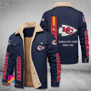 Kansas City Chiefs NFL Style Fleece Thermal Cotton Jacket For Fans