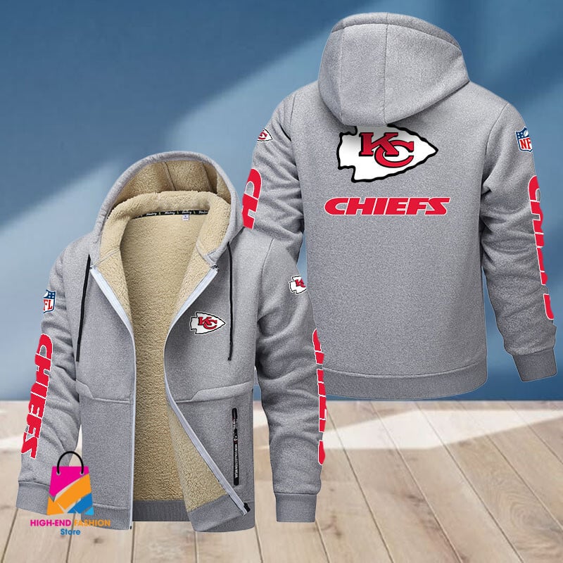 Kansas City Chiefs NFL Style Fleece Zip Hoodie Jacket For Fans