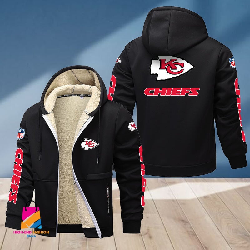 Kansas City Chiefs NFL Style Fleece Zip Hoodie Jacket For Fans