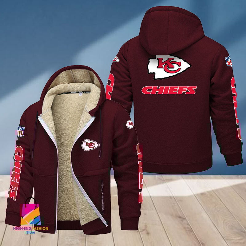 Kansas City Chiefs NFL Style Fleece Zip Hoodie Jacket For Fans