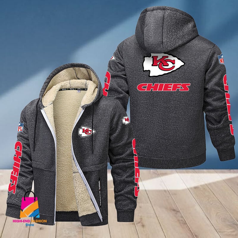 Kansas City Chiefs NFL Style Fleece Zip Hoodie Jacket For Fans