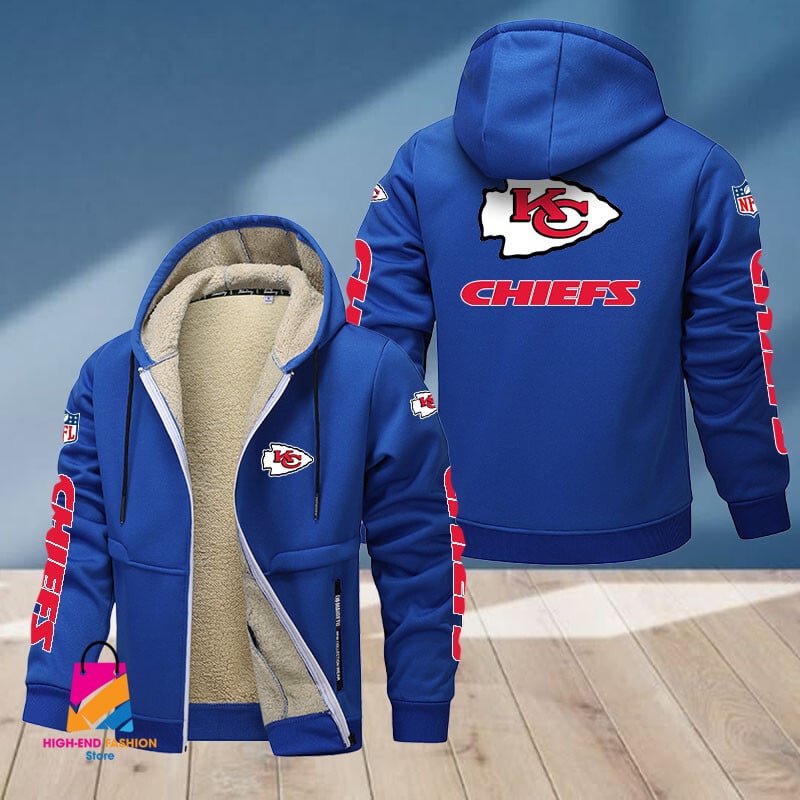 Kansas City Chiefs NFL Style Fleece Zip Hoodie Jacket For Fans