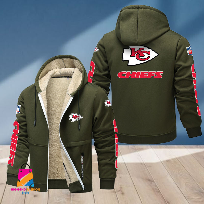 Kansas City Chiefs NFL Style Fleece Zip Hoodie Jacket For Fans