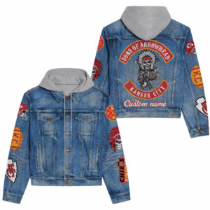 Kansas City Chiefs NFL Style Hooded Denim Jacket For Fans