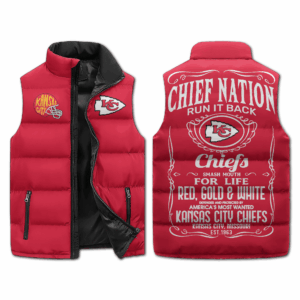 Kansas City Chiefs NFL Style Sleeveless Puffer Jacket For Fans