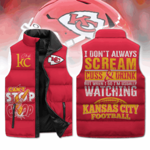 Kansas City Chiefs NFL Style Sleeveless Puffer Jacket For Fans