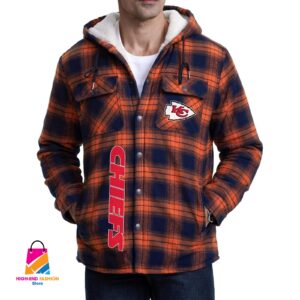 Kansas City Chiefs NFL Style Zip Fleece Flannel Jacket For Fans