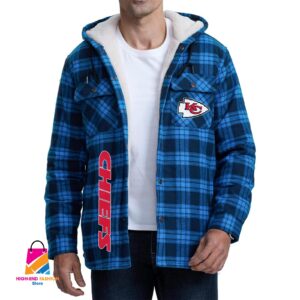 Kansas City Chiefs NFL Style Zip Fleece Flannel Jacket For Fans