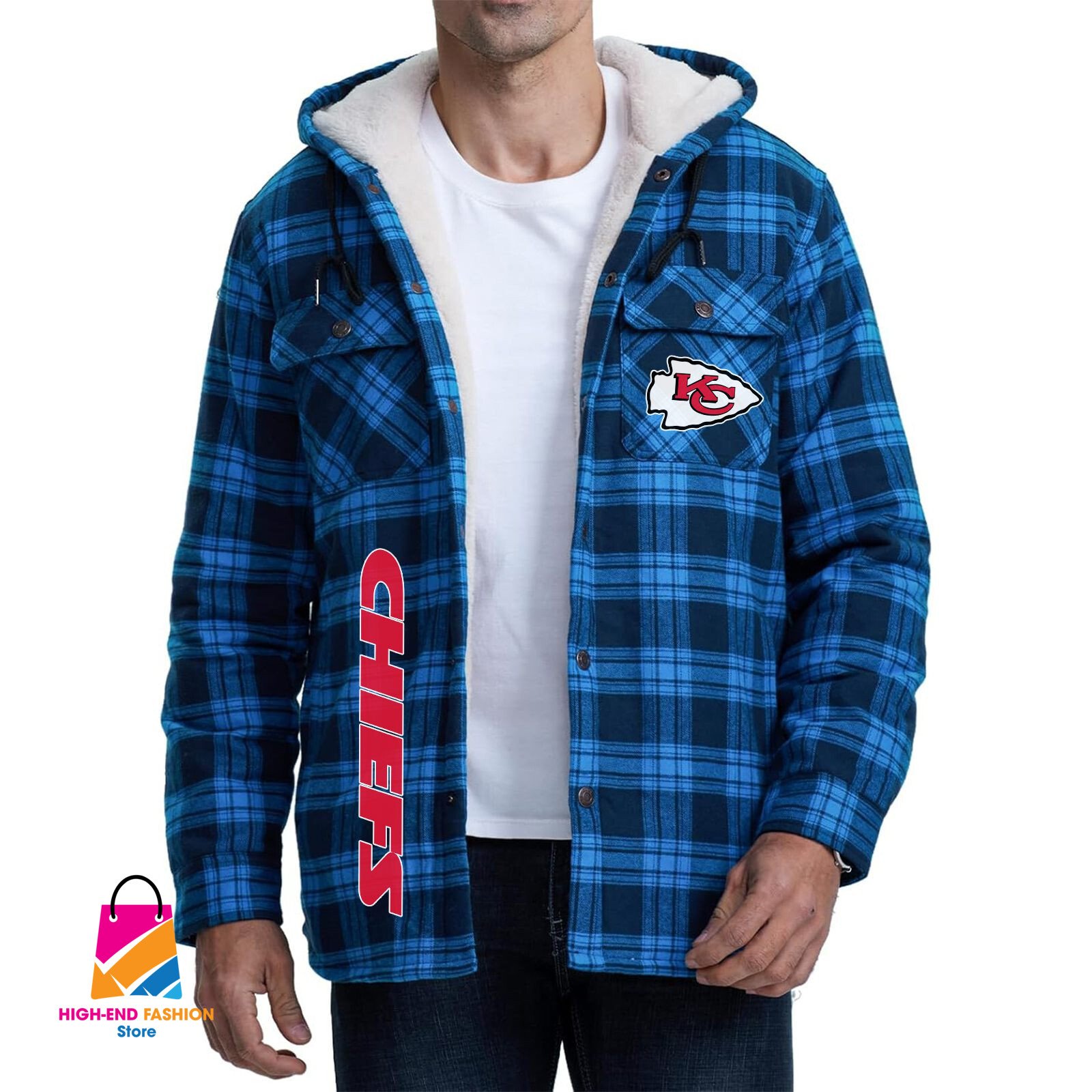 Kansas City Chiefs NFL Style Zip Fleece Flannel Jacket For Fans