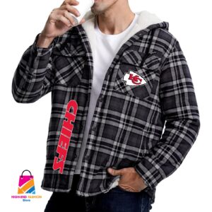 Kansas City Chiefs NFL Style Zip Fleece Flannel Jacket For Fans