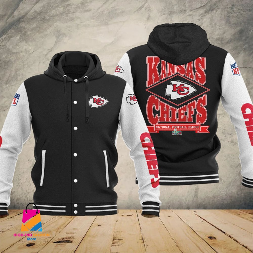 Kansas City Chiefs Super Bowl LVII Champions Varsity NFL Style Hooded Baseball Jacket For Fan