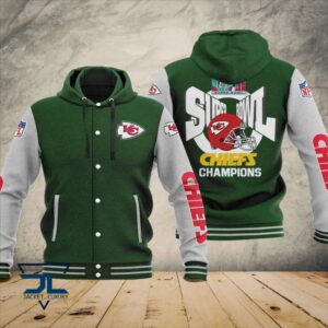 Kansas City Chiefs Super Bowl LVII Champions Varsity NFL Style Hooded Baseball Jacket For Fan