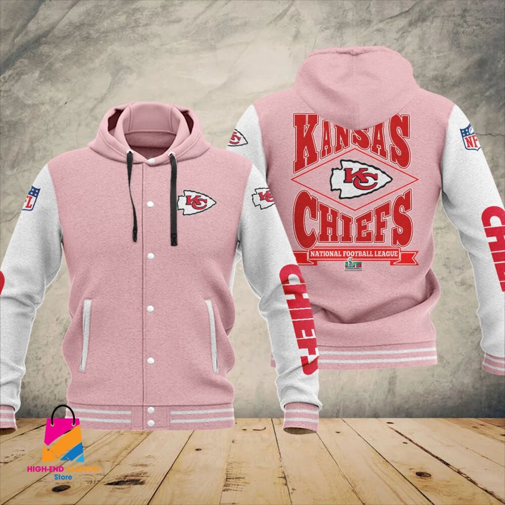 Kansas City Chiefs Super Bowl LVII Champions Varsity NFL Style Hooded Baseball Jacket For Fan