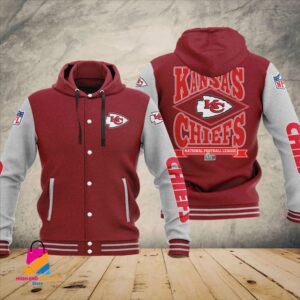 Kansas City Chiefs Super Bowl LVII Champions Varsity NFL Style Hooded Baseball Jacket For Fan