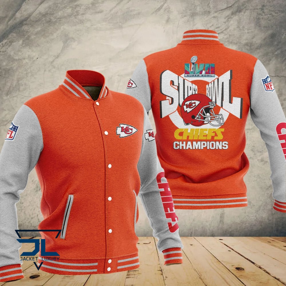 Kansas City Chiefs Super Bowl LVII Champions Varsity NFL Style Leather Jacket For Fan
