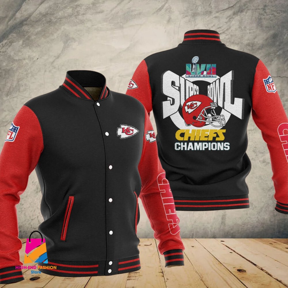 Kansas City Chiefs Super Bowl LVII Champions Varsity NFL Style Leather Jacket For Fan