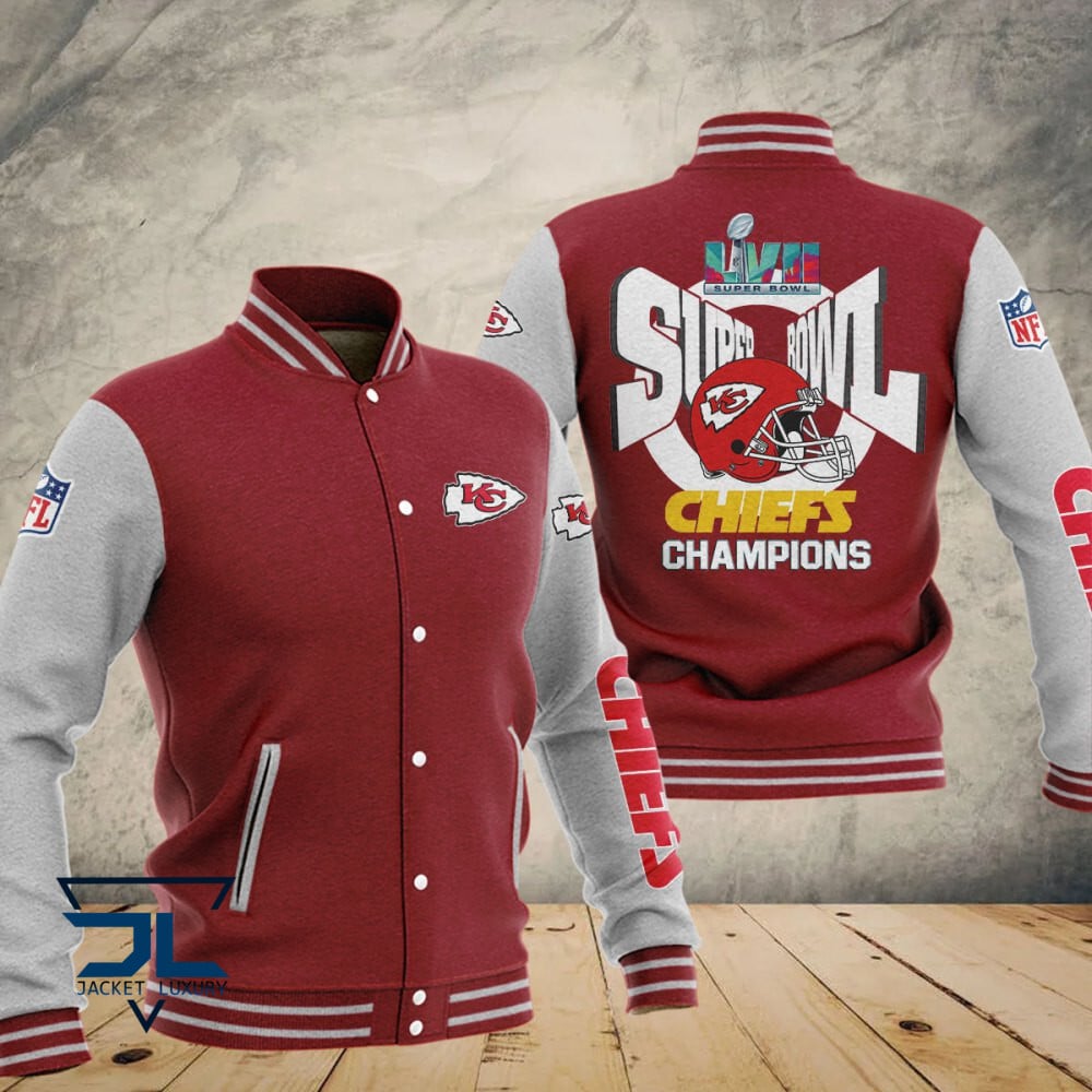 Kansas City Chiefs Super Bowl LVII Champions Varsity NFL Style Leather Jacket For Fan