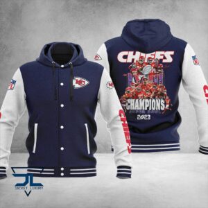 Kansas City Chiefs Super Bowl LVIII Champions NFL Style Hooded Baseball Jacket For Fan