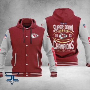 Kansas City Chiefs Super Bowl LVIII Champions NFL Style Hooded Baseball Jacket For Fan