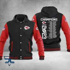 Kansas City Chiefs Super Bowl LVIII Champions NFL Style Hooded Baseball Jacket For Fan