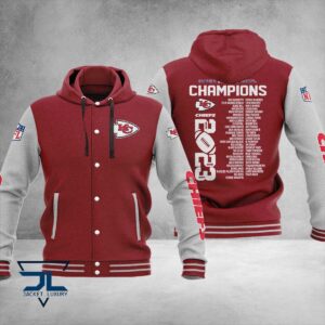 Kansas City Chiefs Super Bowl LVIII Champions NFL Style Hooded Baseball Jacket For Fan