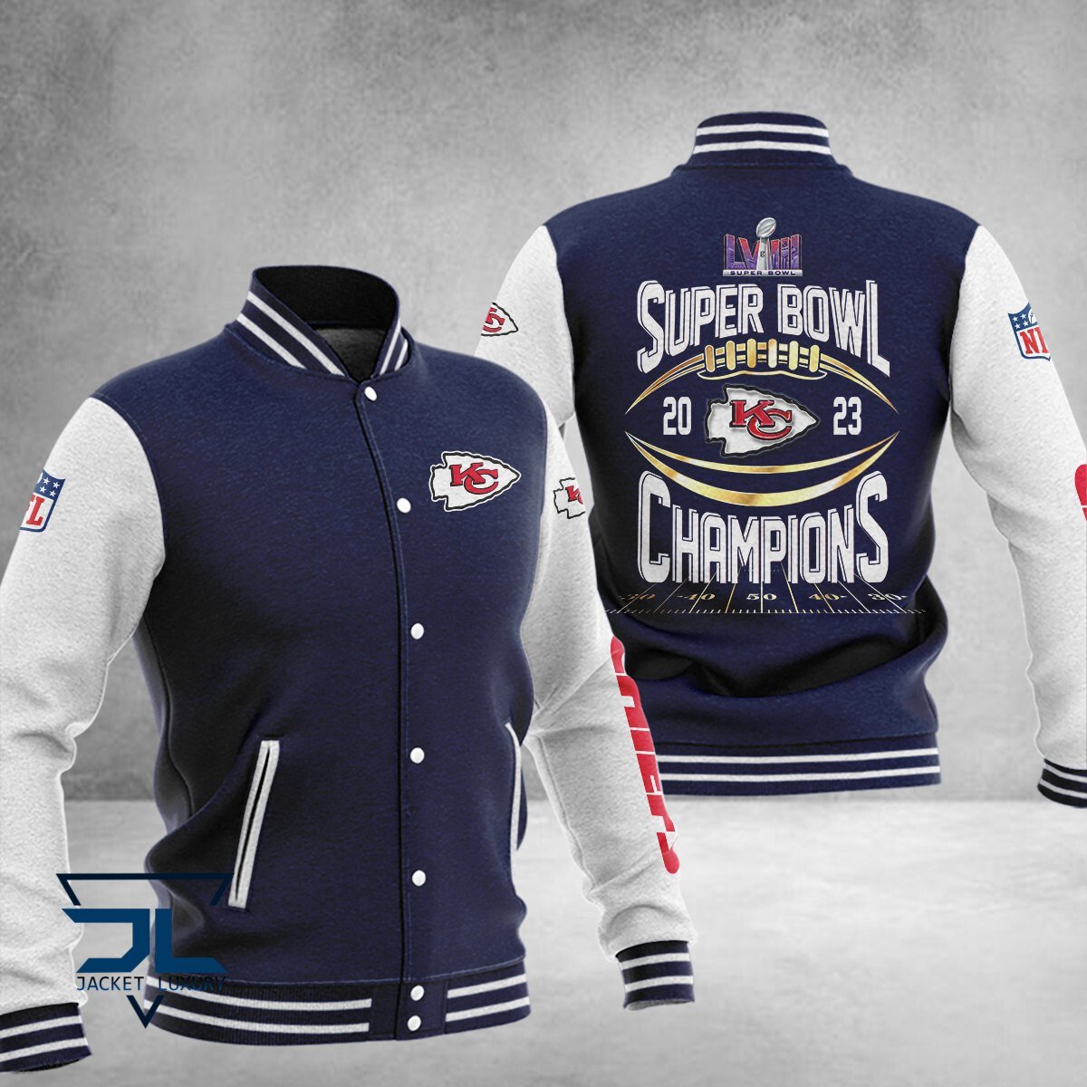 Kansas City Chiefs Super Bowl LVIII Champions NFL Style Baseball Jacket For Fan