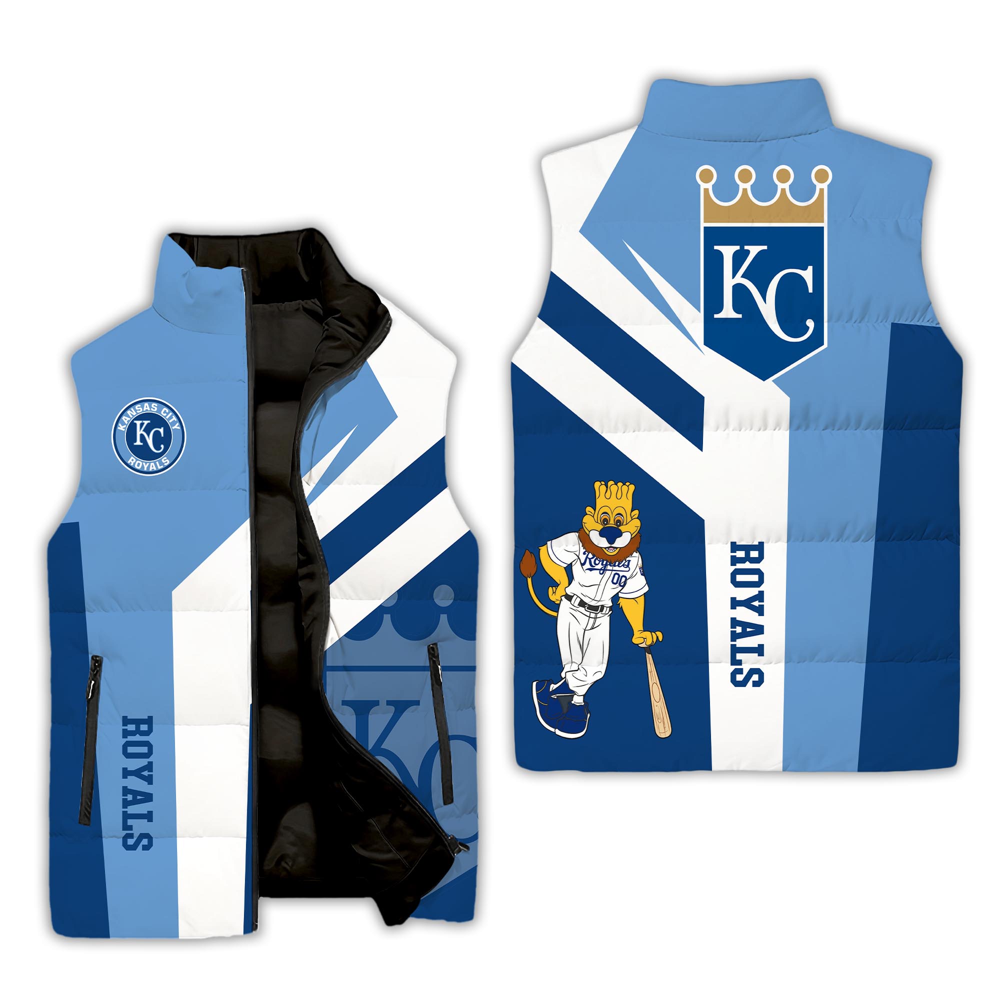 Kansas City Royals MLB Style Sleeveless Puffer Jacket For Fans