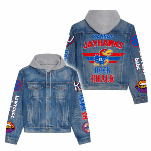 Kansas Jayhawks NCAA Style Hooded Denim Jacket For Fans
