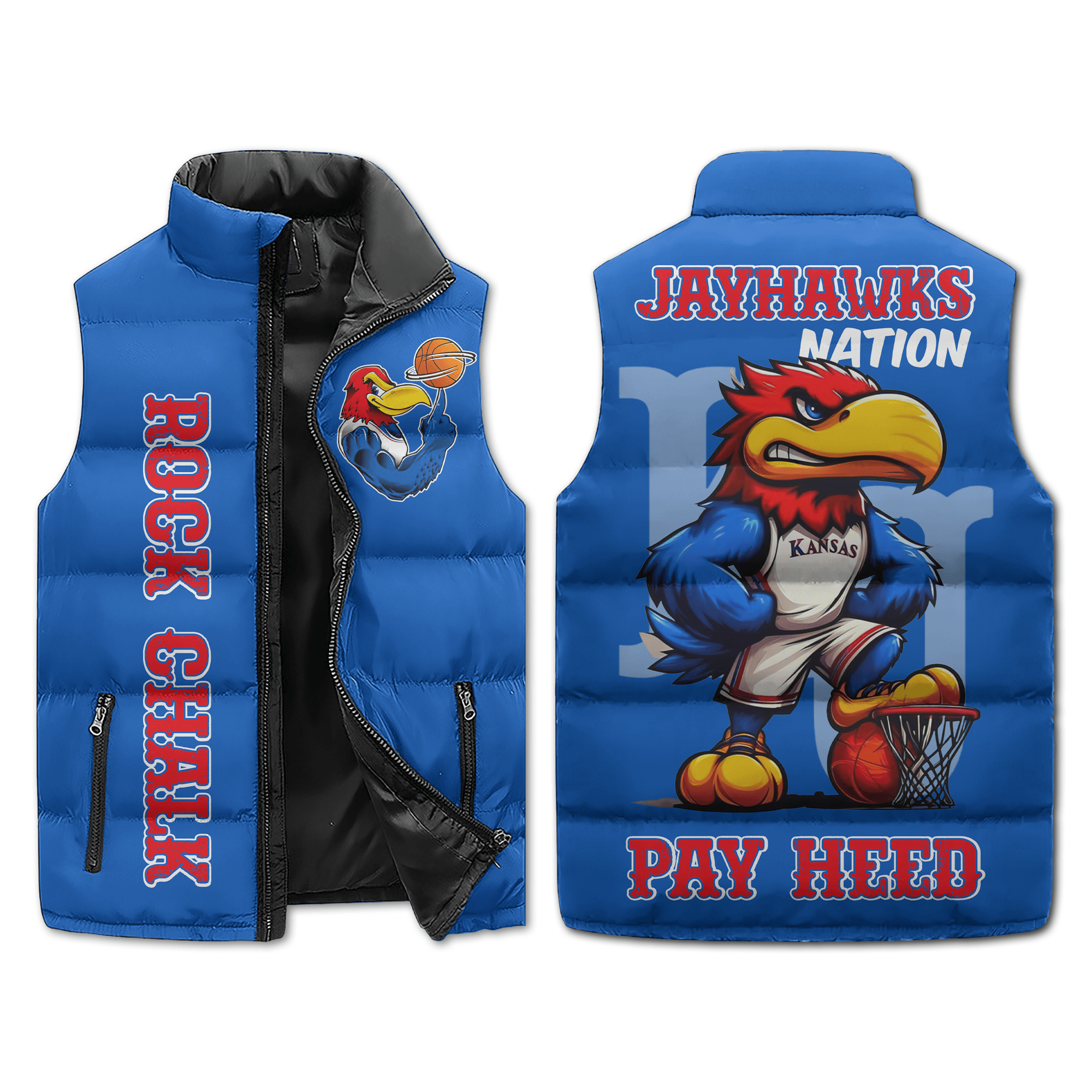 Kansas Jayhawks NCAA Style Sleeveless Puffer Jacket For Fans