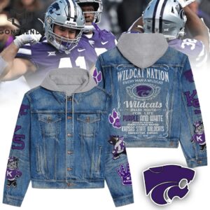 Kansas State Wildcats Nation NCAA Style Hooded Denim Jacket For Fans