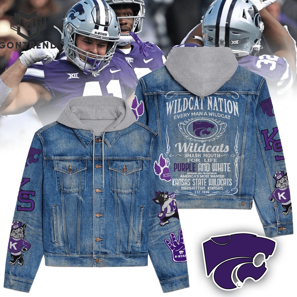 Kansas State Wildcats Nation NCAA Style Hooded Denim Jacket For Fans