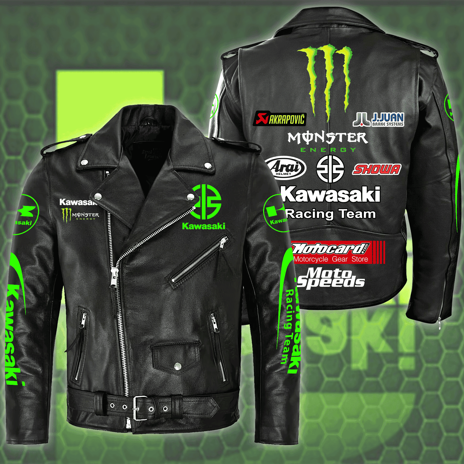 Kawasaki Car Style Leather Jacket For Fans