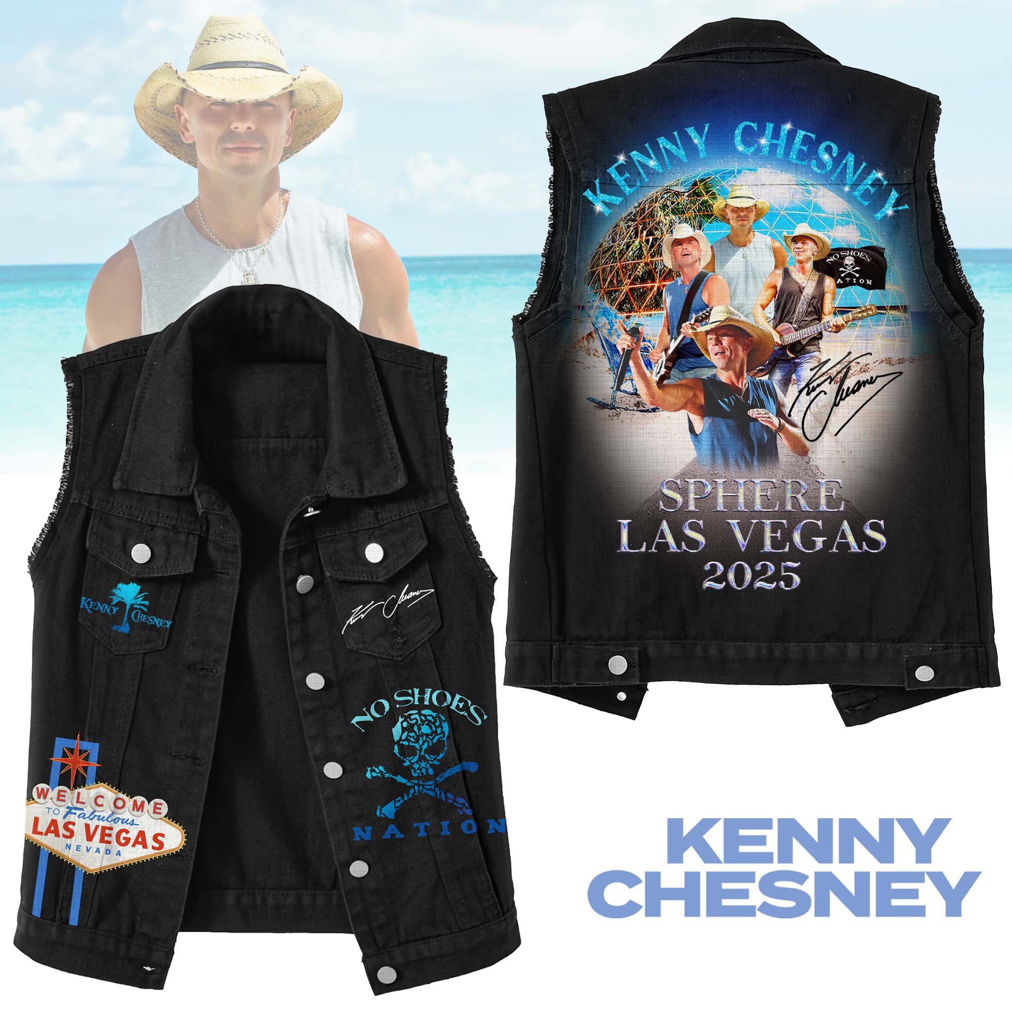 Kenny Chesney Music Style Sleeveless Jacket