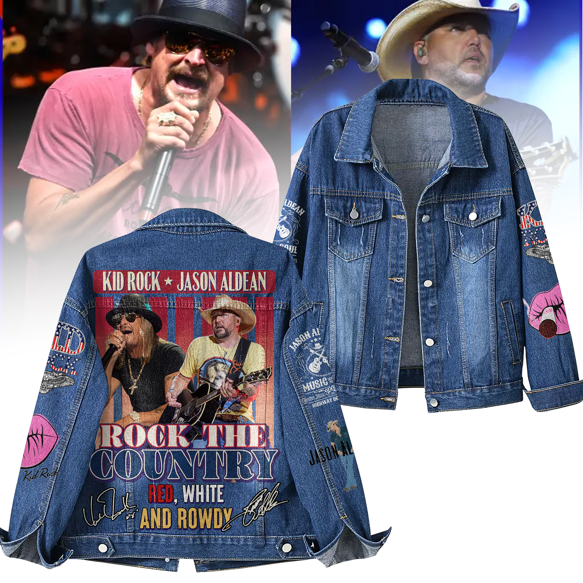 Kid Rock & Jason Aldean Music Denim Jacket Gift For Fans
