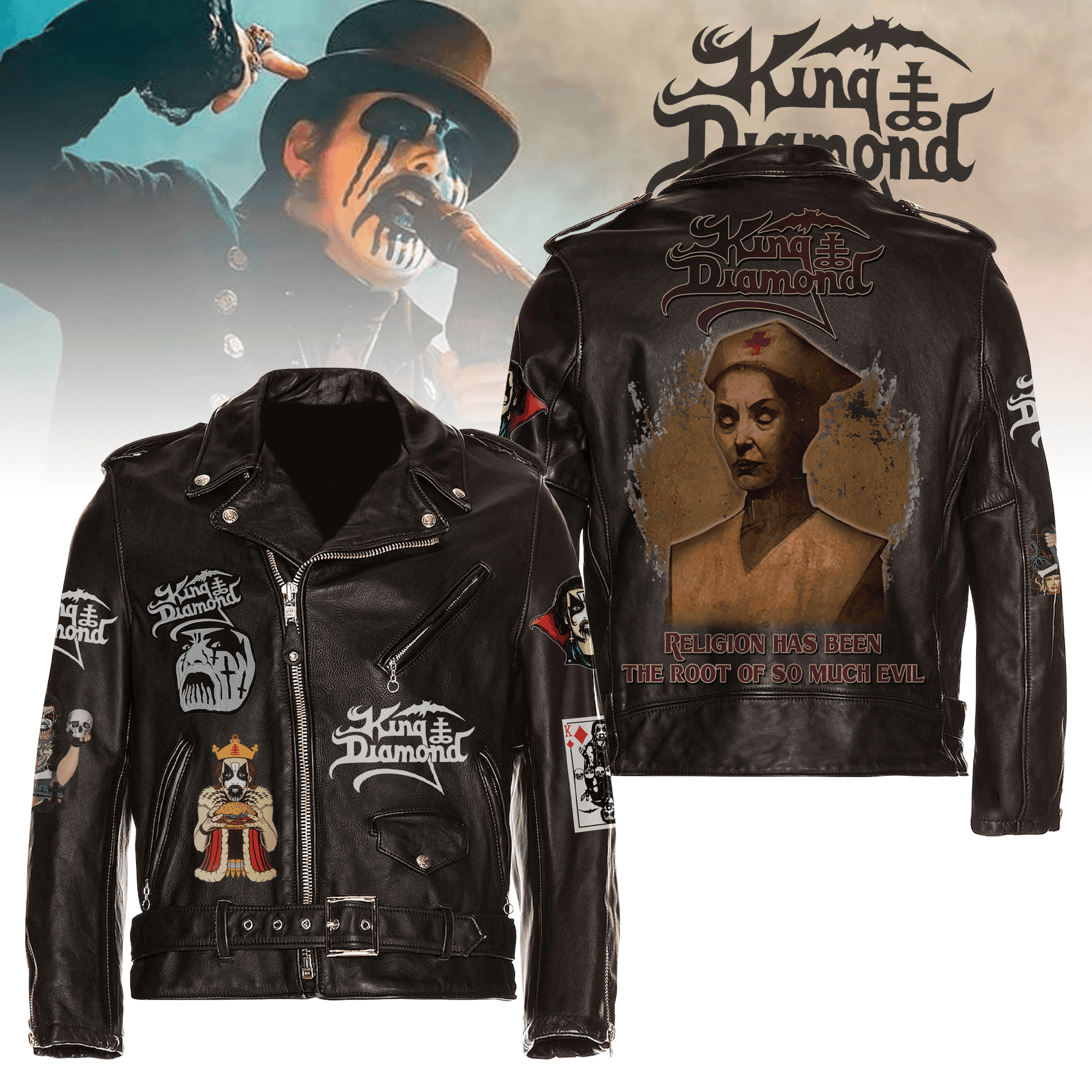King Diamond Music Style Leather Jacket For Fans