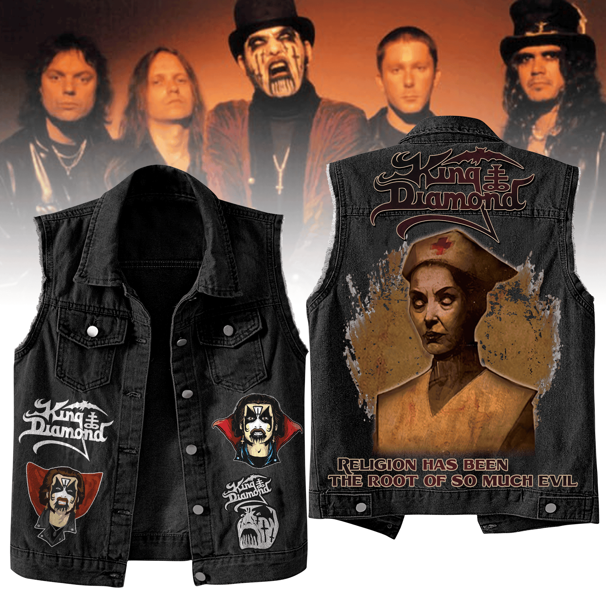 King Diamond Music Style Sleeveless Jacket For Fans
