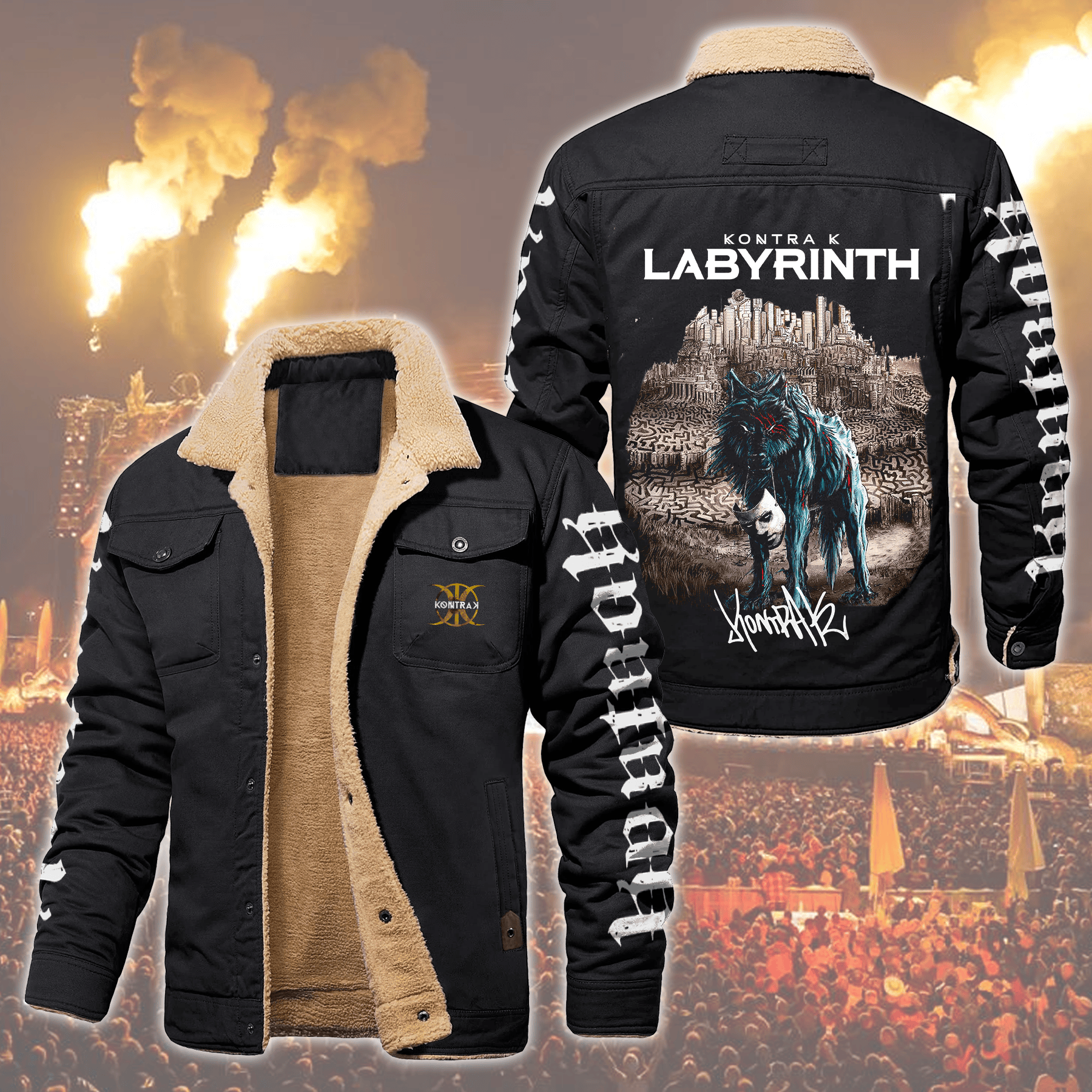 Kontra K Music Style Fleece Thermal Cotton Jacket For Fans