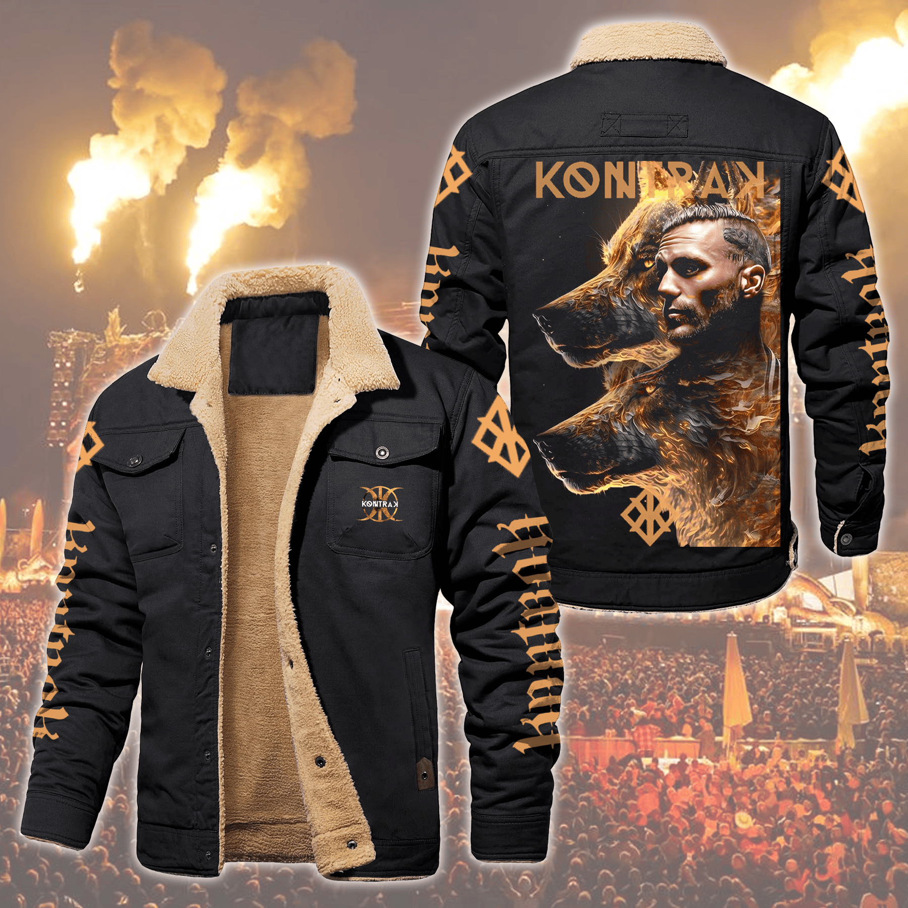 Kontra K Music Style Fleece Thermal Cotton Jacket For Fans