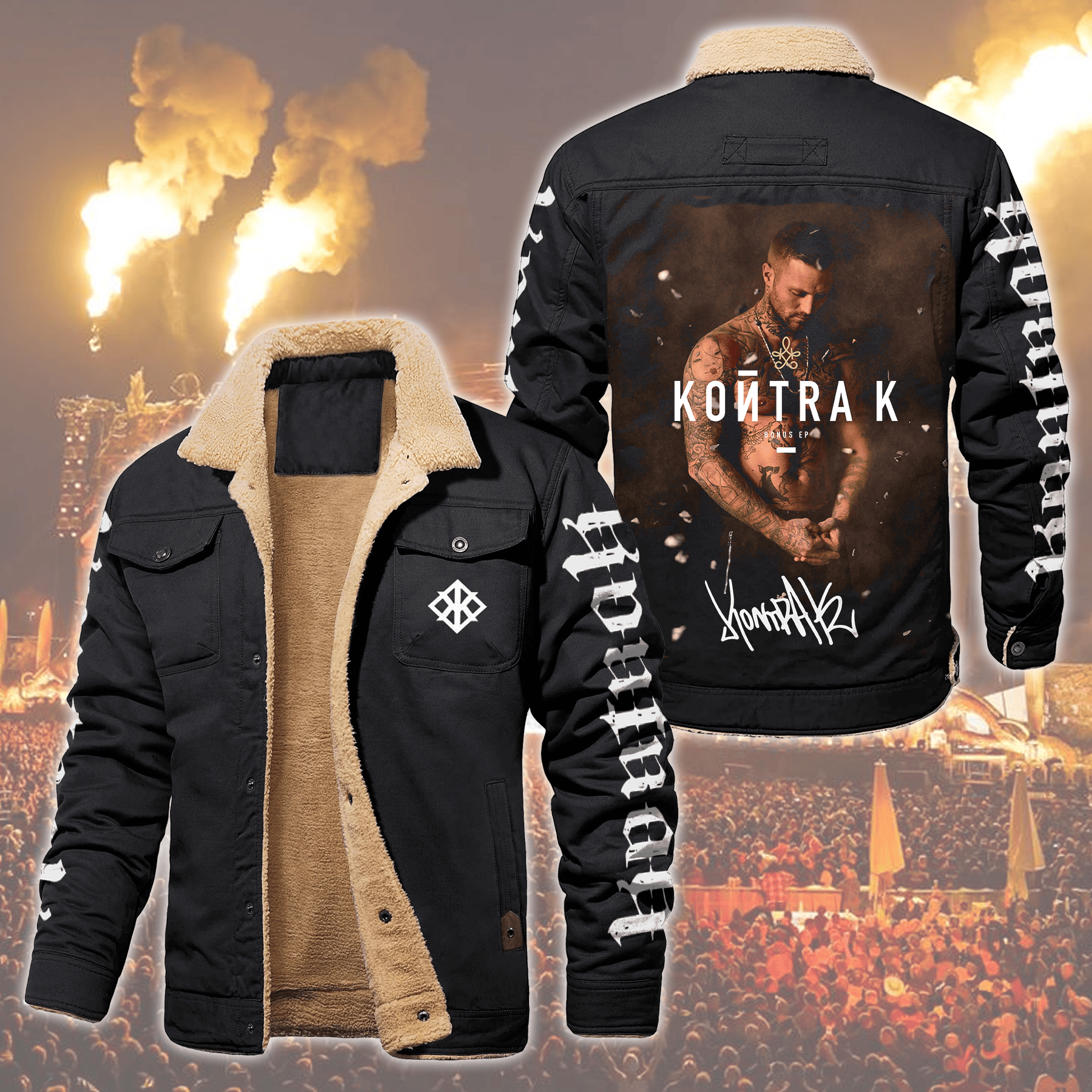 Kontra K Music Style Fleece Thermal Cotton Jacket For Fans