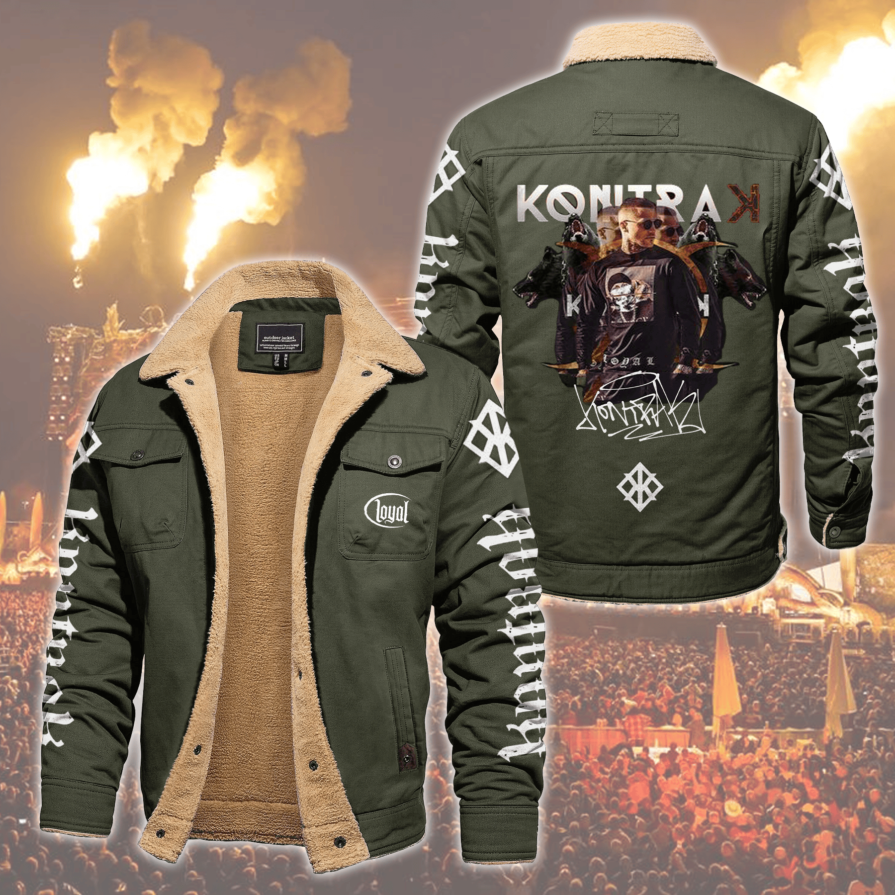 Kontra K Music Style Fleece Thermal Cotton Jacket For Fans