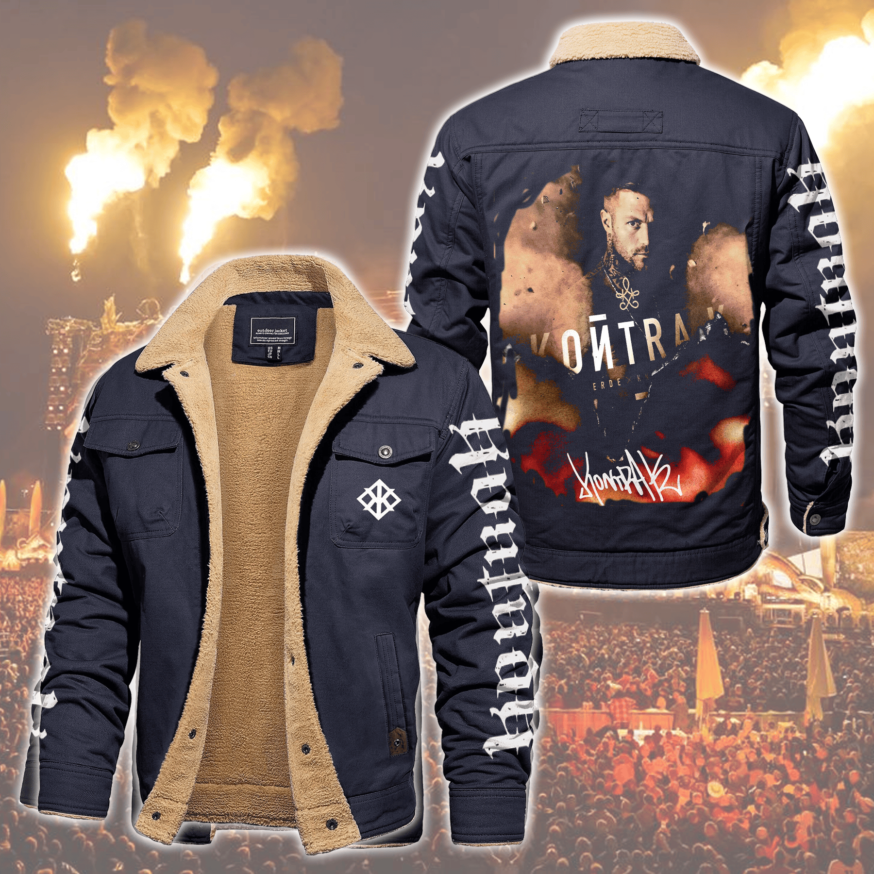 Kontra K Music Style Fleece Thermal Cotton Jacket For Fans
